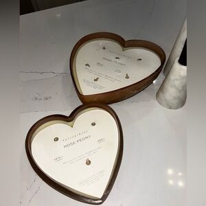 Pottery Barn Frosted Glass Heart Candle set of 2